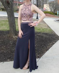 Style 50157 Sherri Hill Gray Size 0 Jersey High Neck Medium Height Prom Straight Dress on Queenly