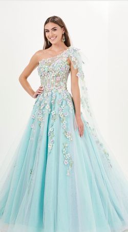 Style 16079 Tiffany Designs Pink Size 6 Pageant Floor Length Jersey One Shoulder Tall Height Ball gown on Queenly