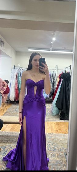 Sherri Hill Purple Size 00 Prom Jersey Floor Length Train Dress on Queenly
