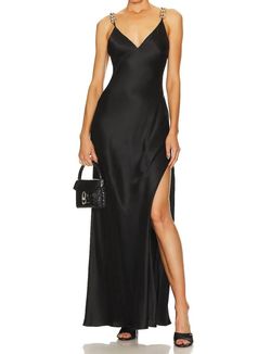 Style 1-1547655571-1901 L'Agence Black Size 6 Free Shipping Polyester Tall Height Side slit Dress on Queenly