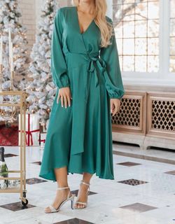 Style 1-1597174860-3471 SHE + SKY Green Size 4 Sleeves Long Sleeve Jewelled Satin Straight Dress on Queenly