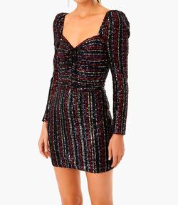 Style 1-1649341938-3855 SAYLOR Black Size 0 Polyester Sequined Cocktail Dress on Queenly