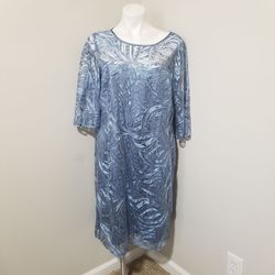 Tahari ASL Blue Size 16 Lace Sequined Plus Size Cocktail Dress on Queenly