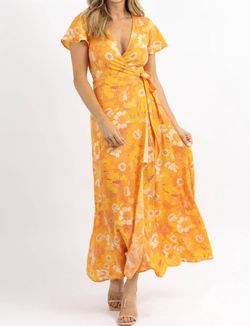 Style 1-1988793157-2901 SUGARLIPS Yellow Size 8 Polyester Military Floor Length Floral Straight Dress on Queenly