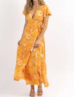 Style 1-1988793157-2901 SUGARLIPS Yellow Size 8 Polyester Military Floor Length Floral Straight Dress on Queenly