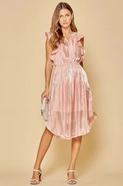 Andree by Unit Pink Size 10 Jersey Sleeves Ruffles Cocktail Dress on Queenly