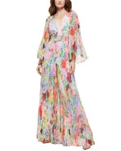 Style 1-2055355809-1498 alice + olivia Pink Size 4 Floral Polyester V Neck Free Shipping Jumpsuit Dress on Queenly