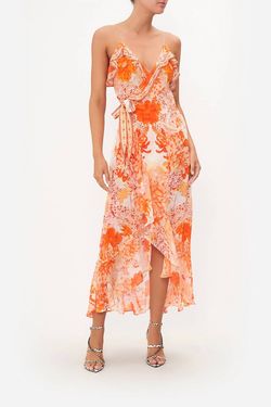 Style 1-2459808610-2901 Camilla Orange Size 8 Floor Length Black Tie Print Straight Dress on Queenly