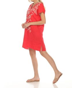 Style 1-249102063-3236 Johnny Was Red Size 4 Mini V Neck Pockets Cocktail Dress on Queenly