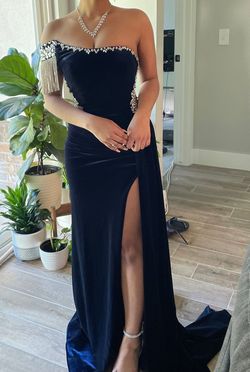 Portia and Scarlett Blue Size 00 Free Shipping Prom Side slit Dress on Queenly