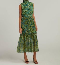 Style 1-2766308693-5 SALONI Green Size 0 Ruffles Fitted Silk Cocktail Dress on Queenly