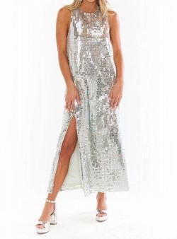 Style 1-2846539382-3011 Show Me Your Mumu Silver Size 8 Sequined Polyester Side slit Dress on Queenly