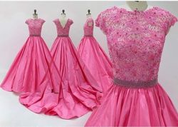 Style Custom Jovani Pink Size 0 Custom Floor Length Pageant Square Neck A-line Dress on Queenly