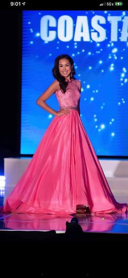 Style Custom Jovani Pink Size 0 Jersey Square Floor Length Pageant A-line Dress on Queenly