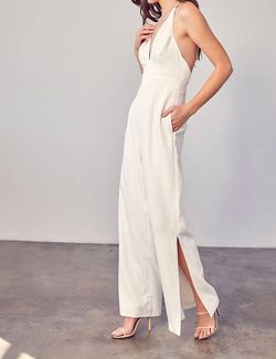 Style 1-2888430202-3236 DO+BE White Size 4 Bachelorette Side Slit Jumpsuit Dress on Queenly