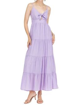 Style 1-2923879052-3855 Joy Joy Purple Size 0 Lavender Floor Length Black Tie Straight Dress on Queenly
