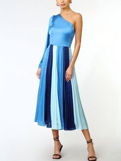 Style 1-3046700618-3011 adelyn rae Blue Size 8 Sleeves Polyester One Shoulder Cocktail Dress on Queenly