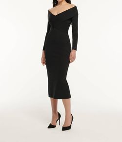 Style 1-3058099285-3236 Roland Mouret Black Size 4 Long Sleeve Fitted Sleeves Cocktail Dress on Queenly