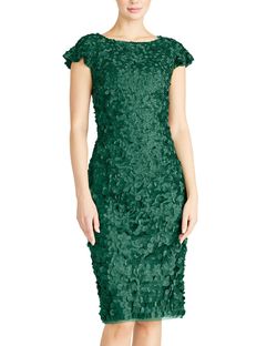 Style 1-3078476105-1498 THEIA Green Size 4 Boat Neck Sleeves Polyester Cocktail Dress on Queenly