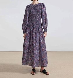 Style 1-3100902038-3011 APIECE APART Purple Size 8 Floral Silk Black Tie Straight Dress on Queenly