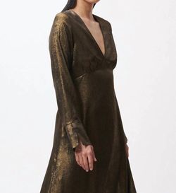 Style 1-3227802915-3011 FRNCH Gold Size 8 Military Straight Dress on Queenly