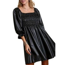 Style 1-328339737-2901 umgee Black Size 8 Summer Tall Height Square Neck Cocktail Dress on Queenly