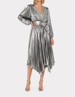 Style 1-3454866176-1498 MILLY Silver Size 4 Free Shipping Polyester Tall Height Cocktail Dress on Queenly