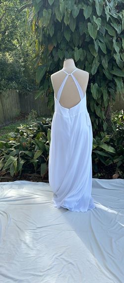 Azazie White Size 18 Jersey Tall Height Floor Length A-line Dress on Queenly