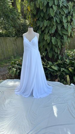 Azazie White Size 18 Tulle Floor Length Tall Height A-line Dress on Queenly