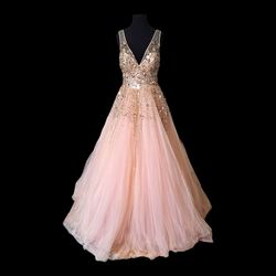 Style 55740 Jovani Pink Size 6 Sheer V Neck 70 Off Ball gown on Queenly
