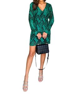 Style 1-3708116629-3899 LAVENDER BROWN Green Size 0 V Neck Long Sleeve Cocktail Dress on Queenly