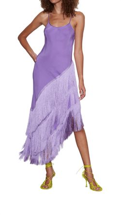 Style 1-384230887-3011 DELFI COLLECTIVE Purple Size 8 Spaghetti Strap Fringe Speakeasy Cocktail Dress on Queenly