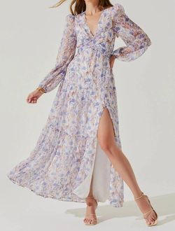 Style 1-3942510529-3471 ASTR Purple Size 4 Keyhole Floor Length Floral Black Tie Print Side slit Dress on Queenly