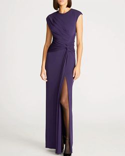 Style 1-406088218-1498 HALSTON HERITAGE Purple Size 4 Free Shipping Floor Length Polyester Straight Dress on Queenly
