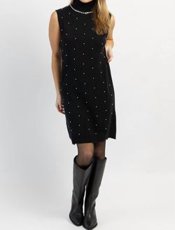 Style 1-4172124261-3236 SUNDAYUP Black Size 4 Casual Polyester High Neck Cocktail Dress on Queenly