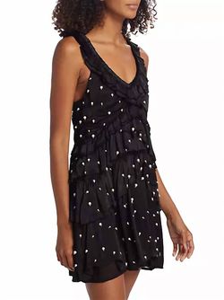 Style 1-4190446869-1498 LoveShackFancy Black Size 4 Tall Height Jewelled Polyester Cocktail Dress on Queenly