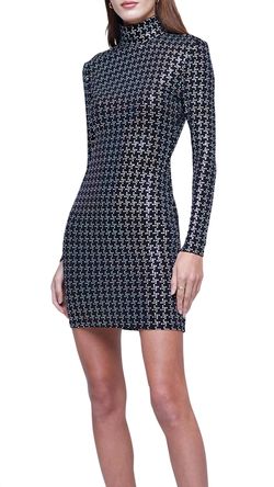 Style 1-4208503294-2791 L'Agence Black Size 12 Spandex High Neck Shiny Plus Size Cocktail Dress on Queenly