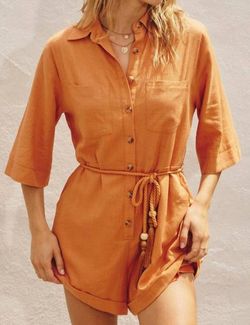 Style 1-4224646978-3471 DRESS FORUM Orange Size 4 A-line Pockets Jumpsuit Dress on Queenly