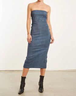 Style 1-489143809-3855 SPRWMN Blue Size 0 Suede Tall Height Cocktail Dress on Queenly
