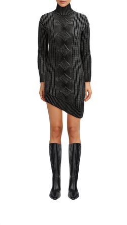 Style 1-504376623-3471 NAADAM Black Size 4 Long Sleeve High Neck Cocktail Dress on Queenly