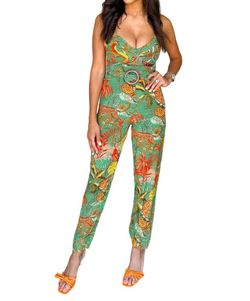 Style 1-518291797-2791 Just Bellina Green Size 12 Pattern Straight Free Shipping Jumpsuit Dress on Queenly
