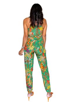 Style 1-518291797-3011 Just Bellina Green Size 8 Straight Belt Jumpsuit Dress on Queenly