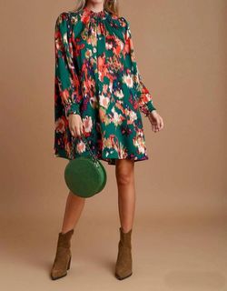 Style 1-71374269-2696 umgee Green Size 12 Casual Sleeves Floral Long Sleeve Cocktail Dress on Queenly