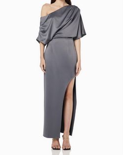 Style 1-880230784-2588 ELLIATT Gray Size 0 Spandex Free Shipping Polyester Black Tie Side slit Dress on Queenly