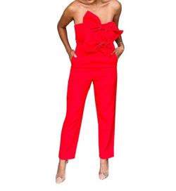 Style 1-911023909-3011 DO+BE Red Size 8 Free Shipping Floor Length Jumpsuit Dress on Queenly