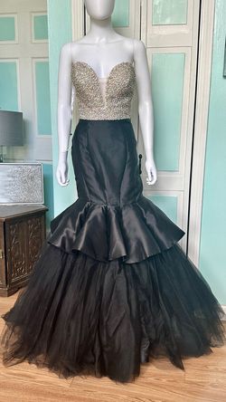Style 16217 Tiffany Designs Multicolor Size 8 Prom Tulle Plunge Mermaid Dress on Queenly