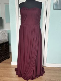 Style 62026 House of Wu Red Size 28 Belt Jersey Floor Length A-line Dress on Queenly