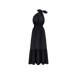 Style 1-997533920-3236 MONICA NERA Black Tie Size 4 Halter Free Shipping Tall Height Straight Dress on Queenly