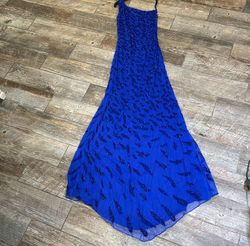 Primavera Blue Size 00 Jersey Black Tie Side slit Dress on Queenly