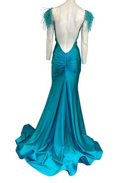Style 904 Jessica Angel Green Size 4 904 Feather Mermaid Dress on Queenly